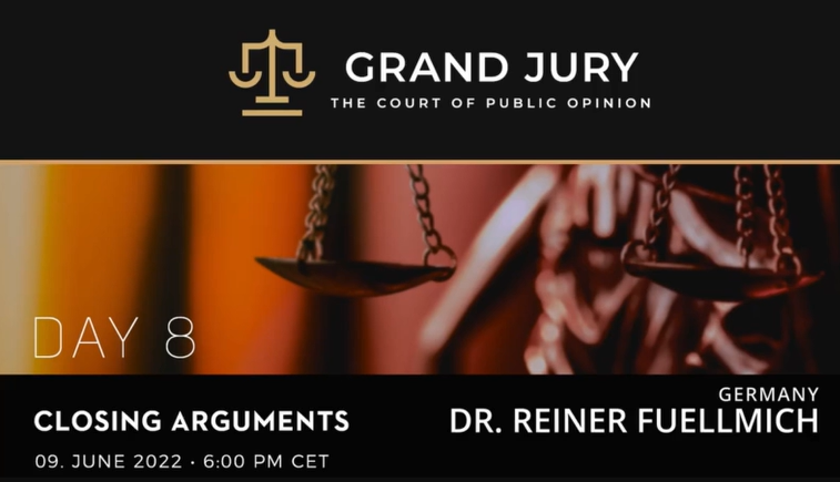 Julkinen kuuleminen tuomioistuimessa suuren valamiehistön edessä  Reiner Fuellmich
