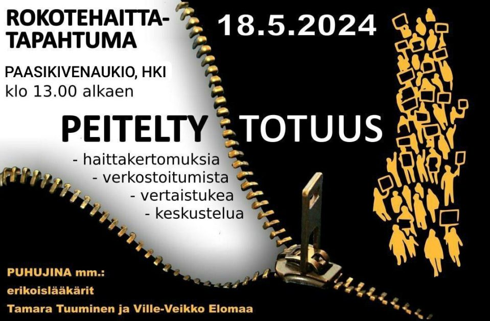 Peitelty totuus rokotehaittatapahtuma Helsingissä 18.5. klo 13